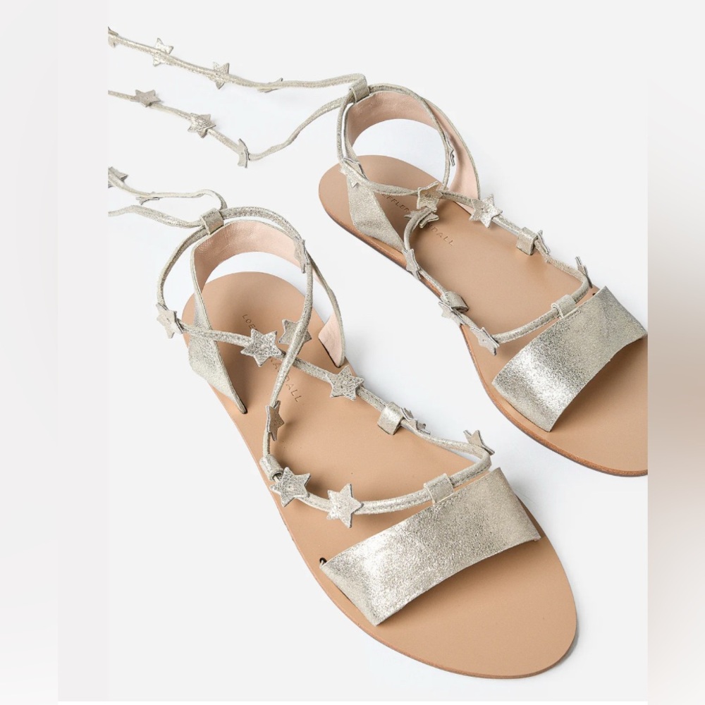 Loeffler Randall Silver Star Lace-Up Flat Sandals